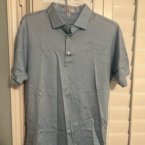 Peter Millar Dotted Light Blue Polo Shirt Size M